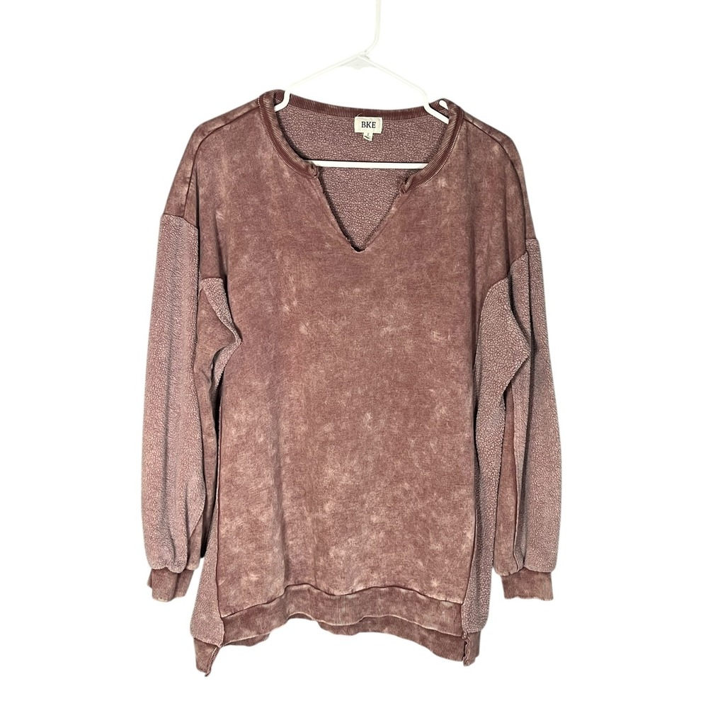 BKE Women's OVERSIZED Pullover Sweatshirt Fleece Lined S Rose